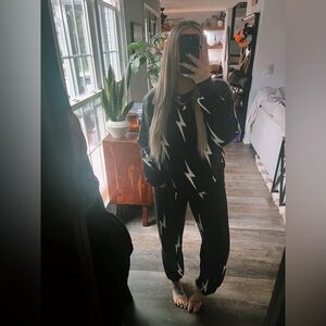 Aviator Nation SET| Bolt Stitch black sporty crewneck pull-over sweatshirt